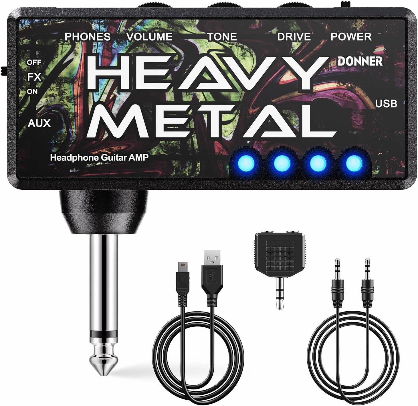 Donner Guitar Headphone Amp Heavy Metal USB Rechargeable Mini Pocket Headphone Amplifier for Electric Guitar headphone amplifier,portable amp,desktop headphone amp,