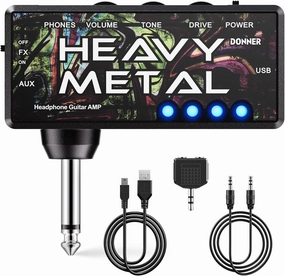 Donner Guitar Headphone Amp Heavy Metal USB Rechargeable Mini Pocket Headphone Amplifier for Electric Guitar headphone amplifier,portable amp,desktop headphone amp,