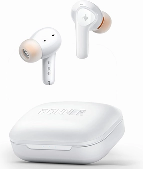 Donner Wireless Earbuds Noise Cancelling, Bluetooth 5.2 Earphones with 5 x EarTips, 4 Mic Clear Calls, 12mm Drivers, App for Custom EQ, 32H Playtime, Fast Charging, Transparency - Dobuds ONE,White TWS earbuds,compact wireless buds,Bluetooth ear tips,