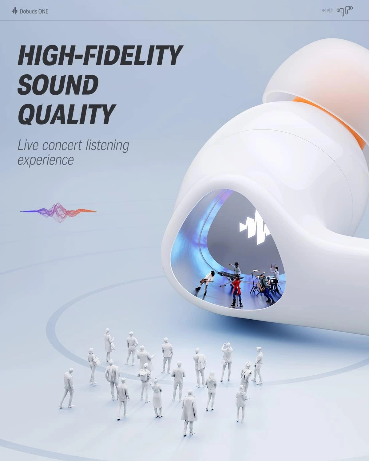 Donner Wireless Earbuds Noise Cancelling, Bluetooth 5.2 Earphones with 5 x EarTips, 4 Mic Clear Calls, 12mm Drivers, App for Custom EQ, 32H Playtime, Fast Charging, Transparency - Dobuds ONE,White