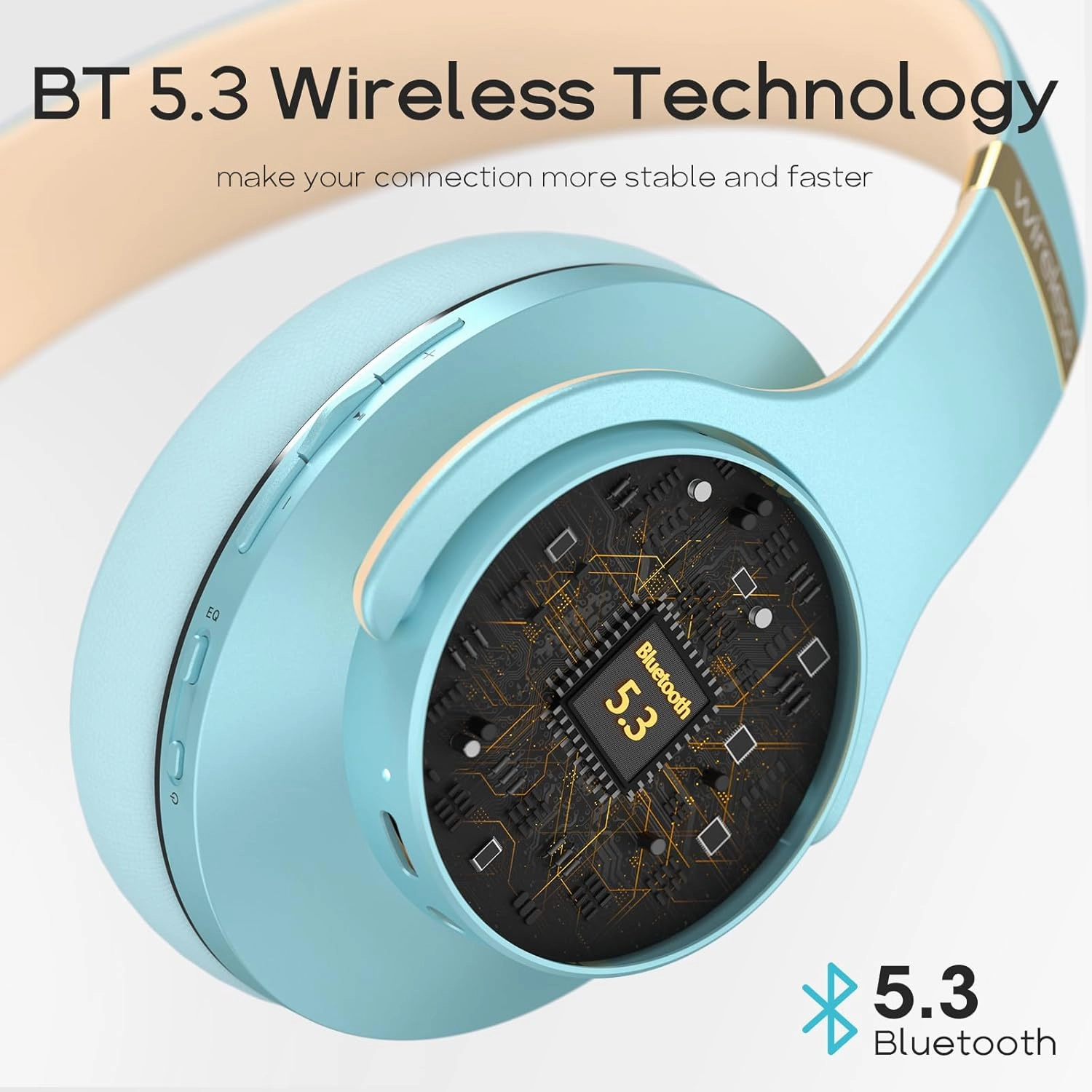 DOQAUS Bluetooth Headphones Over Ear, 90H Playtime Wireless, 3 EQ Modes, HiFi Audio & Deep Bass, ENC Noise Isolating Mic, Soft Earpads for Phone/PC