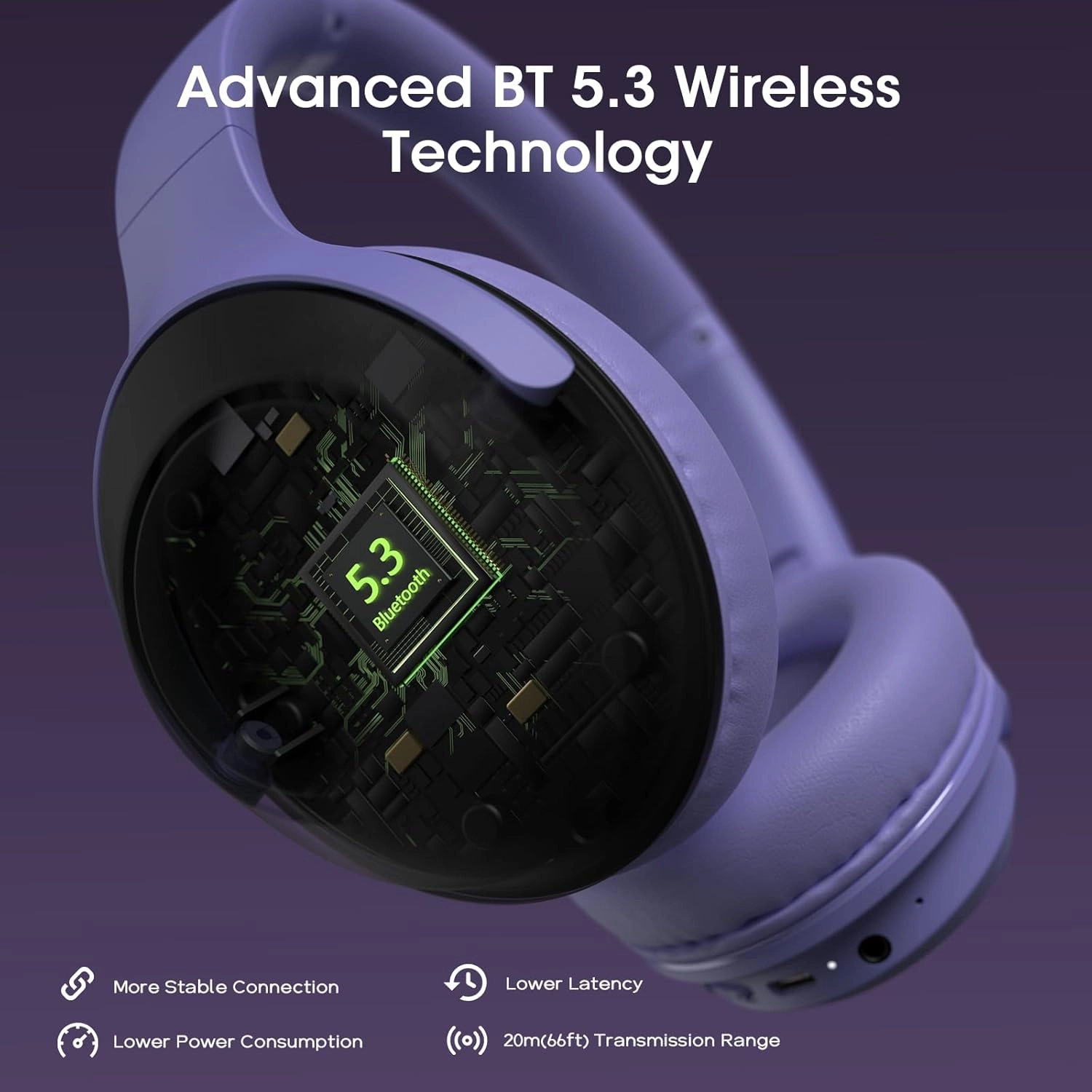 DOQAUS Bluetooth Headphones Over Ear Wireless Headphone, 70H Playtime and 3EQ Modes with Mic, HiFi Stereo Sound, Deep Bass, Memory Foam Cups, for Phone PC Travel Home Office