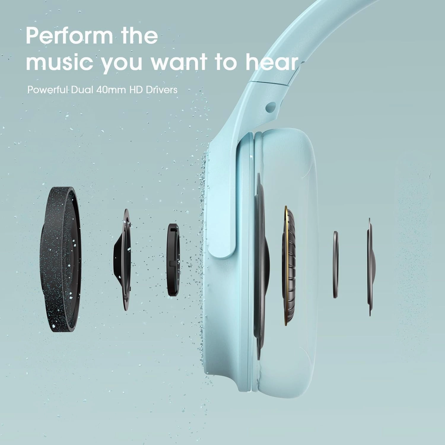 DOQAUS Bluetooth Headphones Over Ear Wireless Headphone, 70H Playtime and 3EQ Modes with Mic, HiFi Stereo Sound, Deep Bass, Memory Foam Cups, for Phone PC Travel Home Office