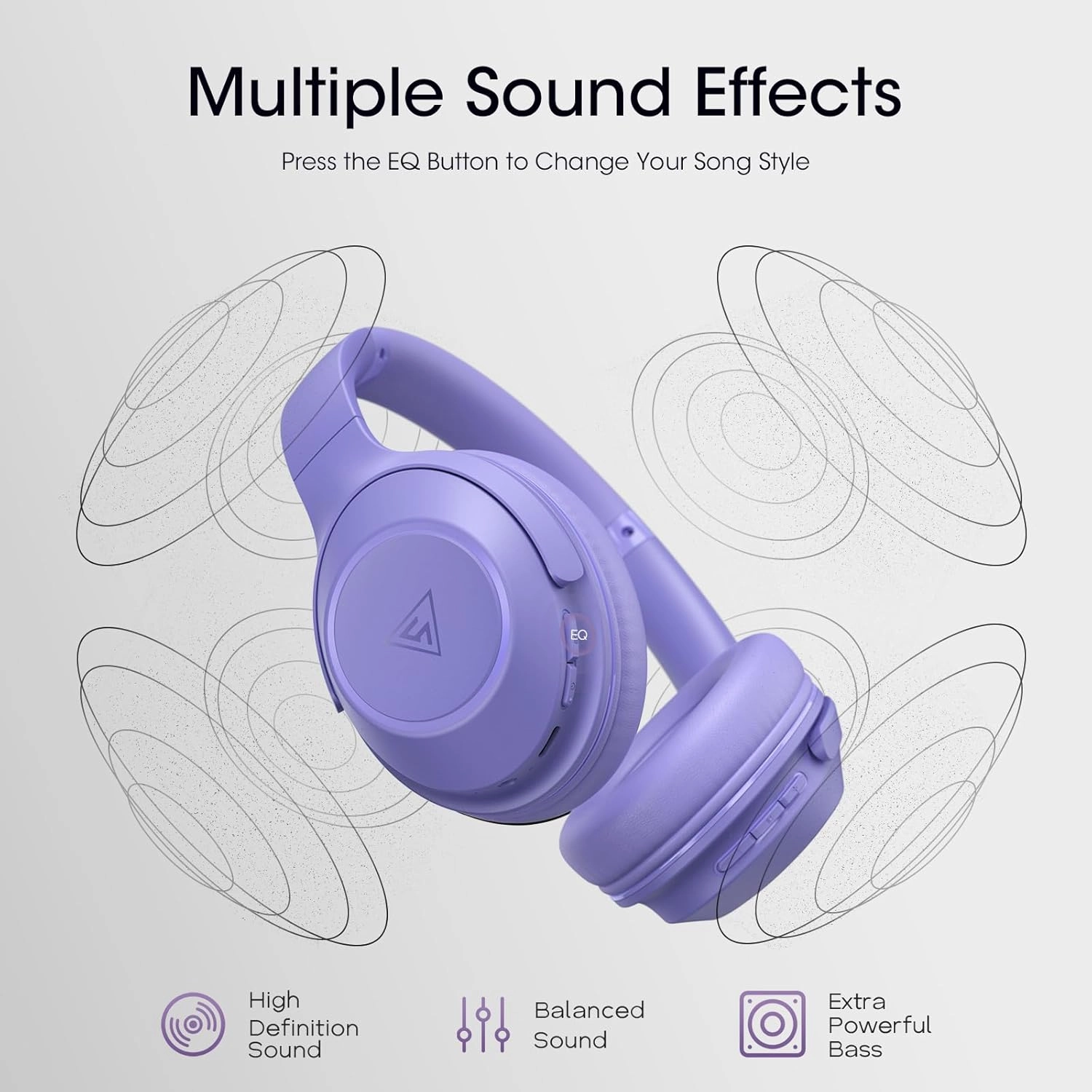 DOQAUS Bluetooth Headphones Over Ear Wireless Headphone, 70H Playtime and 3EQ Modes with Mic, HiFi Stereo Sound, Deep Bass, Memory Foam Cups, for Phone PC Travel Home Office