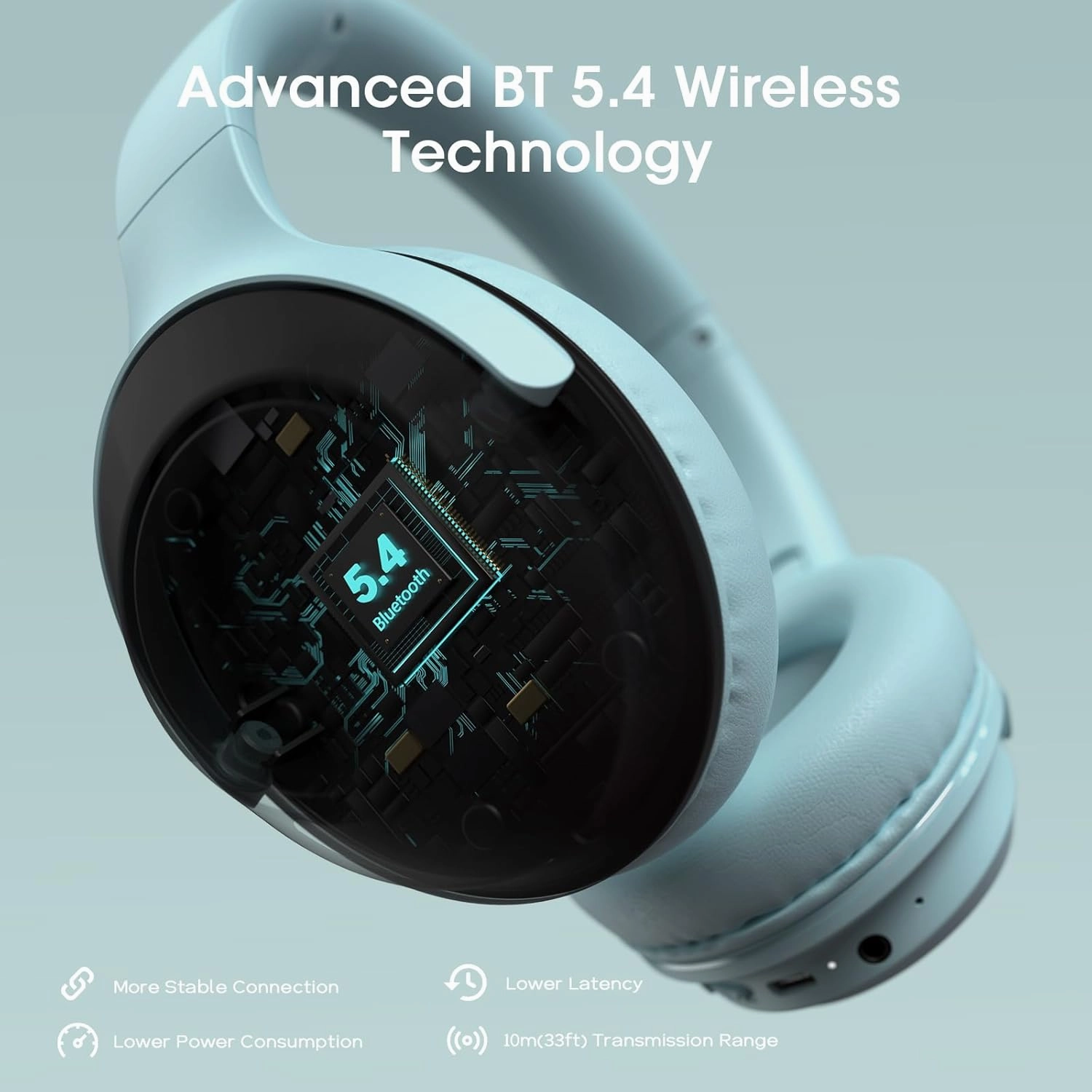 DOQAUS Bluetooth Headphones Over Ear Wireless Headphone, 70H Playtime and 3EQ Modes with Mic, HiFi Stereo Sound, Deep Bass, Memory Foam Cups, for Phone PC Travel Home Office