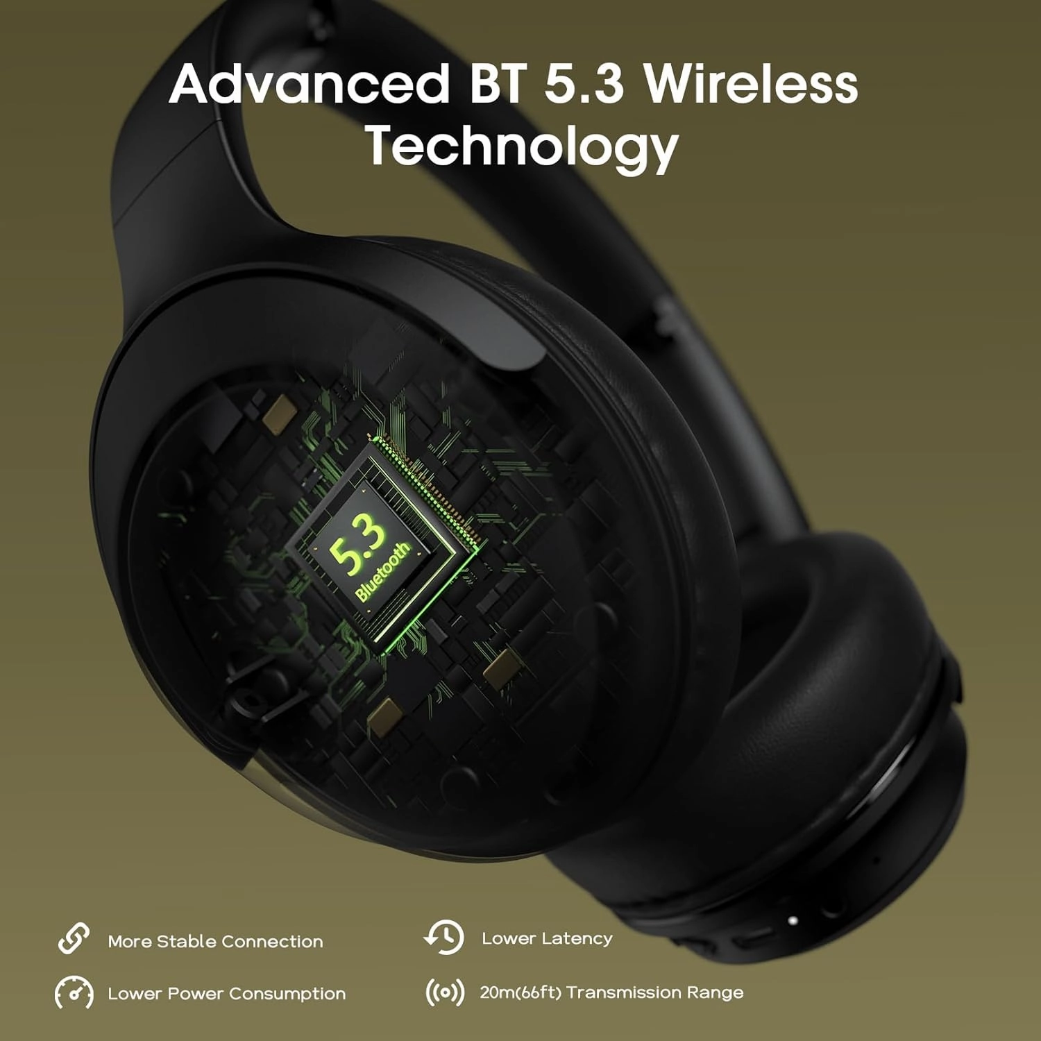 DOQAUS Bluetooth Headphones Over Ear Wireless Headphone, 70H Playtime and 3EQ Modes with Mic, HiFi Stereo Sound, Deep Bass, Memory Foam Cups, for Phone PC Travel Home Office