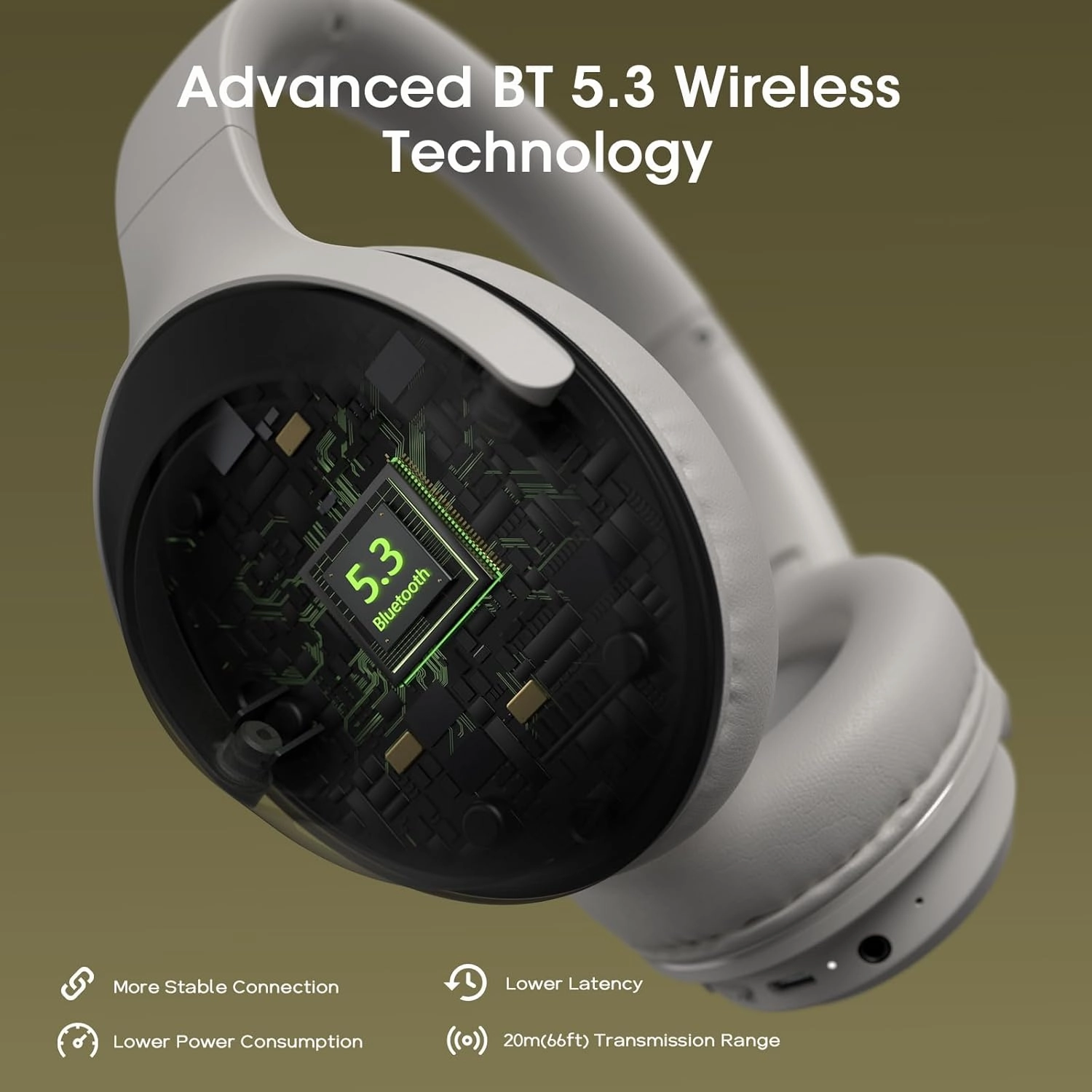 DOQAUS Bluetooth Headphones Over Ear Wireless Headphone, 70H Playtime and 3EQ Modes with Mic, HiFi Stereo Sound, Deep Bass, Memory Foam Cups, for Phone PC Travel Home Office