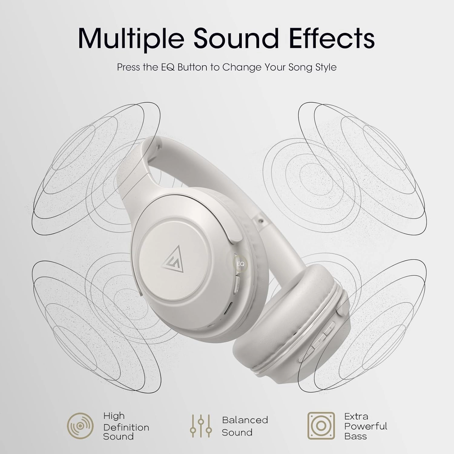 DOQAUS Bluetooth Headphones Over Ear Wireless Headphone, 70H Playtime and 3EQ Modes with Mic, HiFi Stereo Sound, Deep Bass, Memory Foam Cups, for Phone PC Travel Home Office