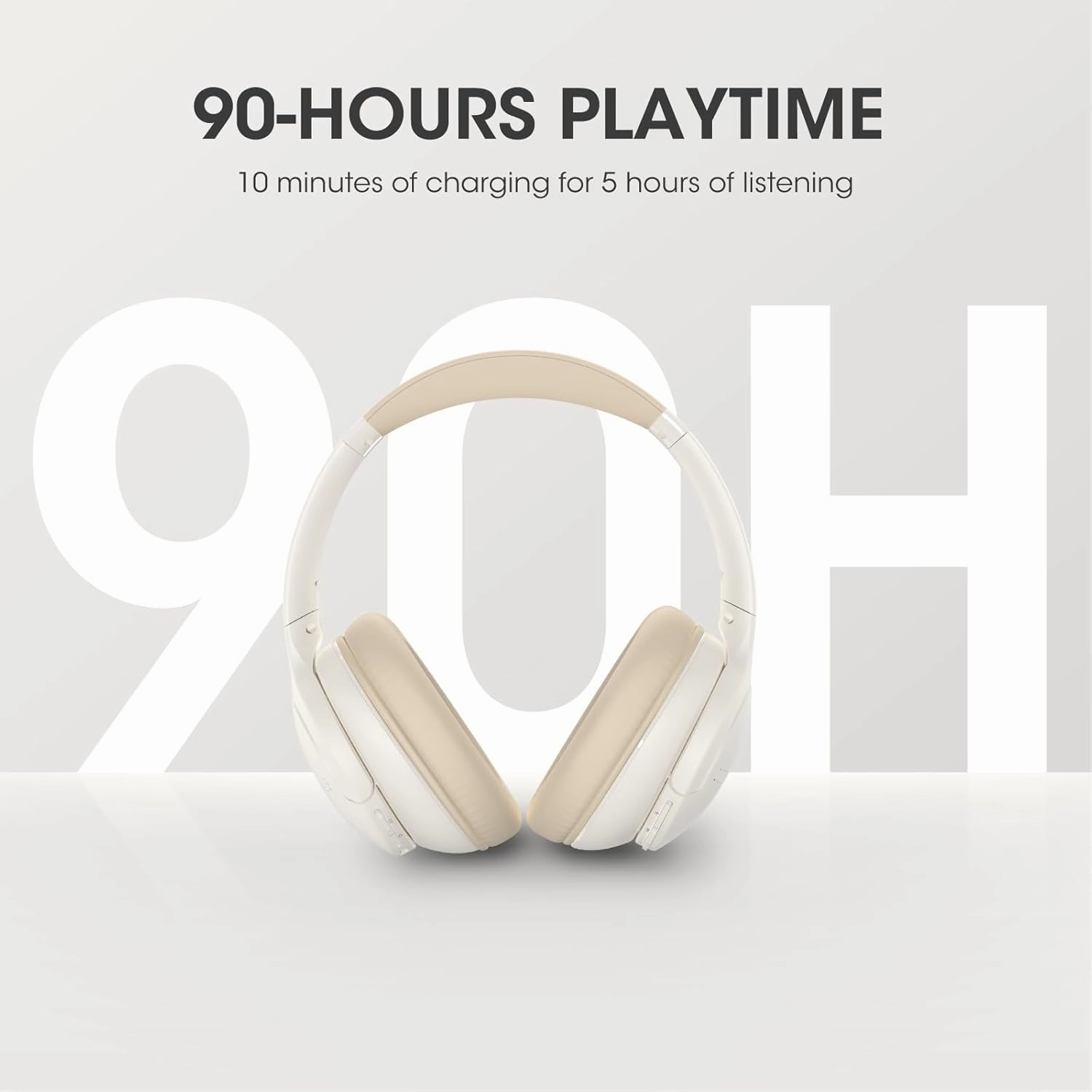 DOQAUS Upgrade Bluetooth Headphones Over Ear, 90H Playtime BT 5.3 Wireless Headphone EQ Modes, Built-in HD Mic, HiFi Stereo Sound, Deep Bass, Memory Foam Cups for Phone/PC&Travel/Gym/Workout