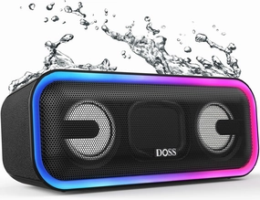 DOSS SoundBox Pro  Bluetooth Speaker with 24W Impressive Sound, Extra Bass, IPX6 Waterproof, 15H Playtime, Wireless Stereo Pairing, Multi-Colors Light, Portable for Outdoor, Home, Party, Beach outdoor speakers,weatherproof speakers,patio audio system,