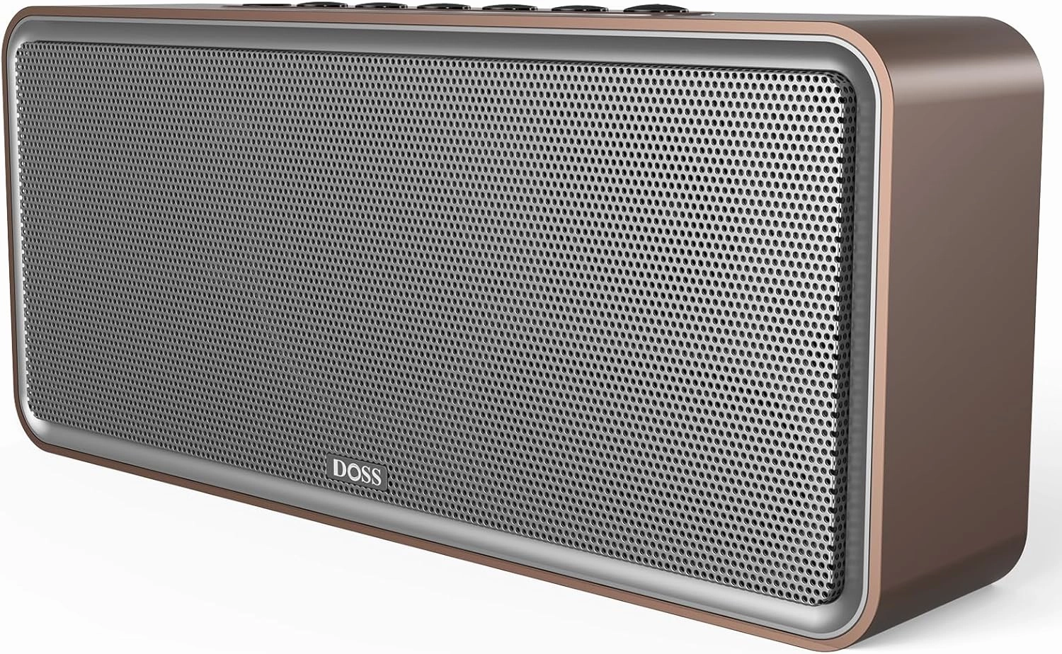 DOSS SoundBox XL Bluetooth Speaker with Subwoofer, 32W Loud Sound with Booming Bass, Dual DSP Technologies, 10H Playtime, USB-C, TWS, 2.1 Audio Channel for Home, Indoor and Office - Gold bookshelf speakers,compact stereo speakers,hi-fi shelf speakers,