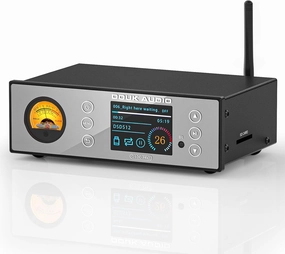 Douk Audio C100 PRO Mini Hi-Res Bluetooth Music Streamer Digital Audio Player Preamp DAC with USB Optical XLR - ESS9038 DSD512 & VU Meter & LED Display & Remote Control for Amplifier, Active Speakers network audio player,digital streamer,audio 