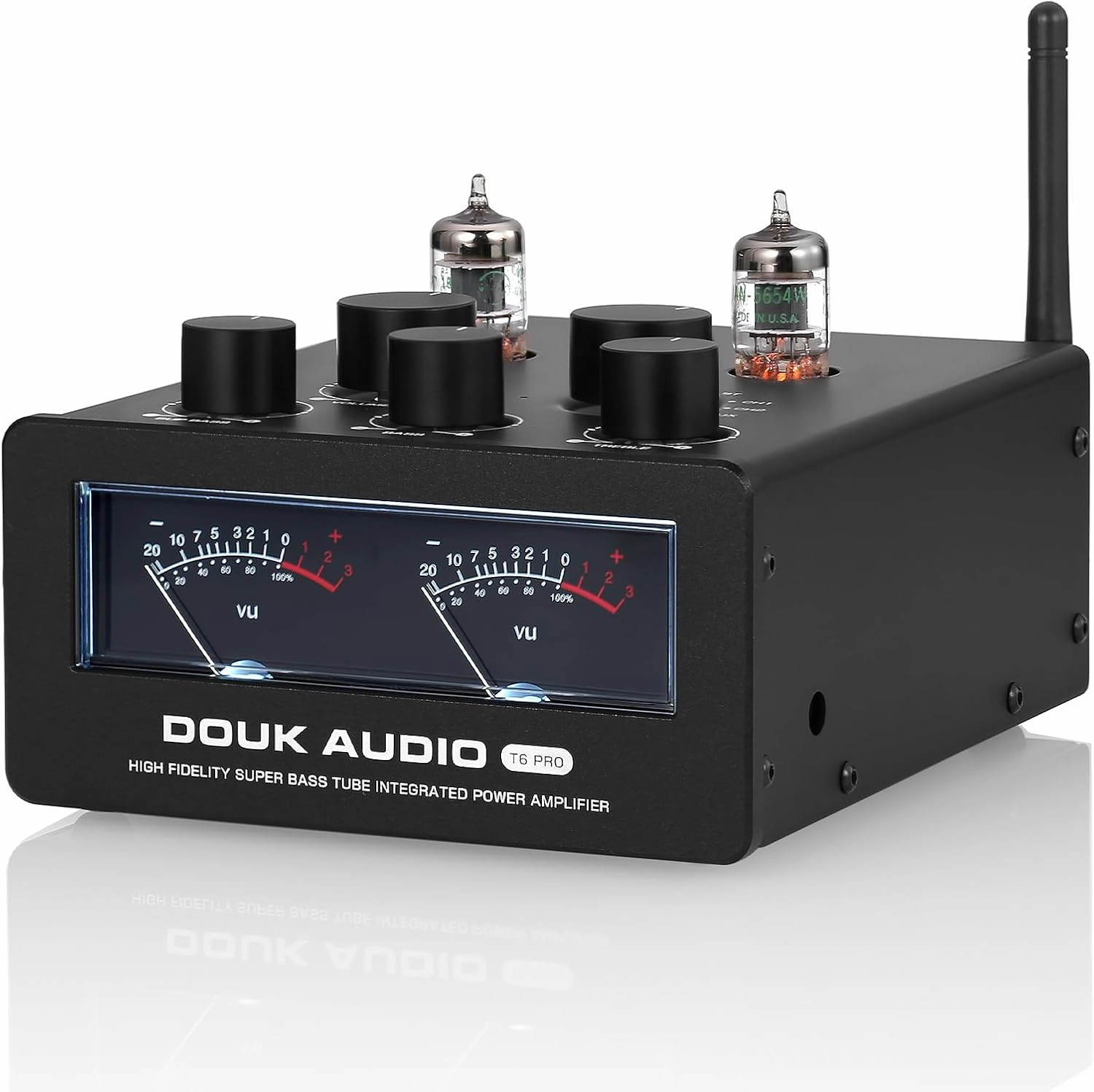 Douk Audio T6 PRO Bluetooth Tube Amplifier, 300W x2 TPA3255 Hybrid Amp for Home Theater and Hi-Fi Systems, with Dual VU Meters, Super Bass, and Audiophile-Grade Components (Upgrade Black) integrated amplifier,stereo receiver,hi-fi amp combo,