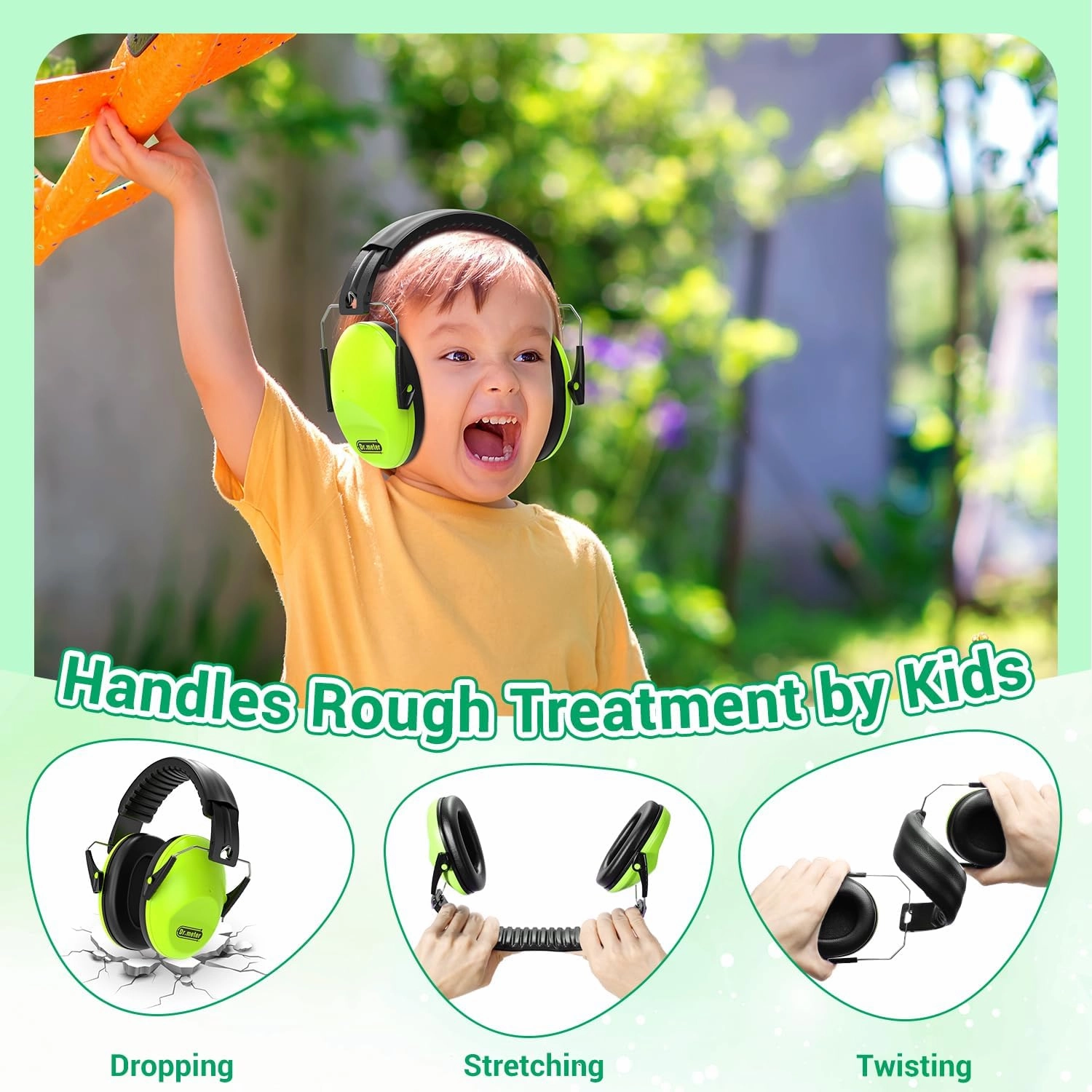 Dr.meter Ear Muffs for Noise Reduction: 27.4SNR Noise Cancelling Headphones for Kids Adults, EM100 Adjustable Hearing Protection Earmuffs for Monster Jam, Autism Sensory, Concerts, Fireworks
