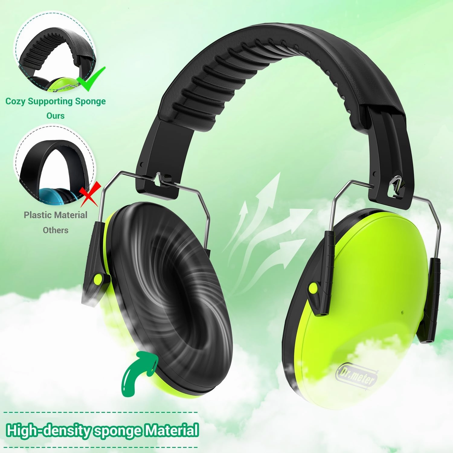 Dr.meter Ear Muffs for Noise Reduction: 27.4SNR Noise Cancelling Headphones for Kids Adults, EM100 Adjustable Hearing Protection Earmuffs for Monster Jam, Autism Sensory, Concerts, Fireworks