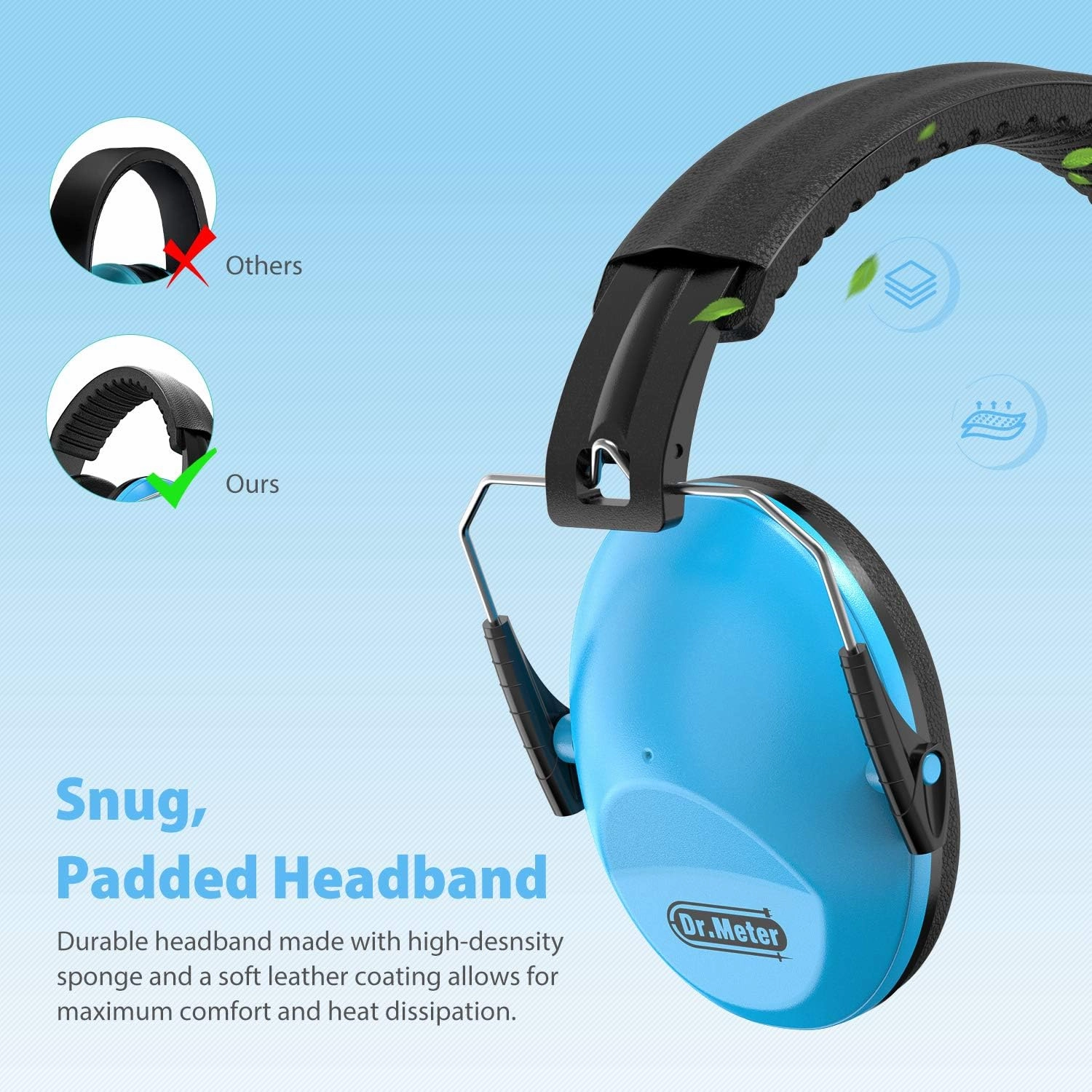 Dr.meter Noise Cancelling Headphones For Kids 2PACK, 27.4SNR Toddler Ear Protection Ear Muffs for Kid Hearing Protection, Noise Reduction in Monster Jam, Concerts, Fireworks, Autism Green & Blue