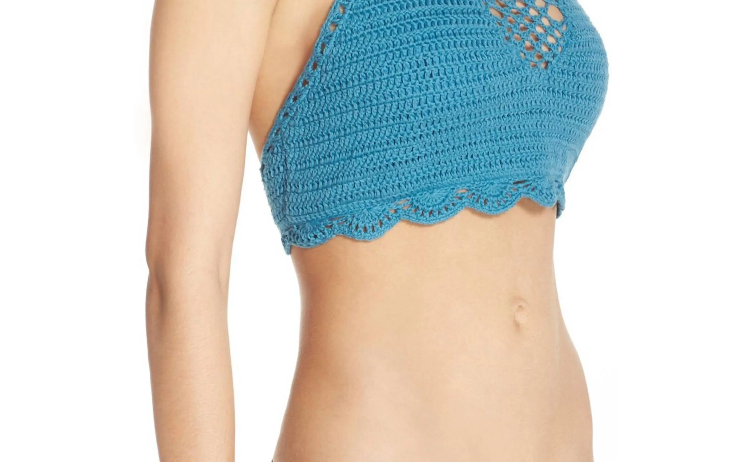 Dreamweaver Crochet Crop Bikini Top In Blue