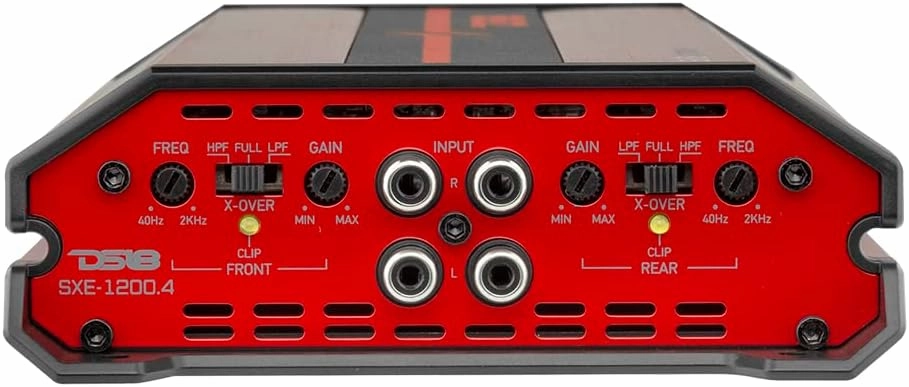 DS18 SXE-1200.4/RD Car Amplifier Stereo Full-Range Class A/B 4-Channel 60x4 RMS @4 OHM 1200 Watts - Powerful and Compact Amp for Speakers in Car Audio System
