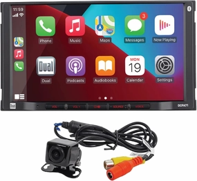 Dual Electronics DCPA71-BC 7-inch Certified Apple Carplay Android Auto | Double DIN Touchscreen Car Stereo Radio | Bluetooth Hands Free Calling & Music Streaming | Backup Camera Included audio interface,USB interface,music recording input,