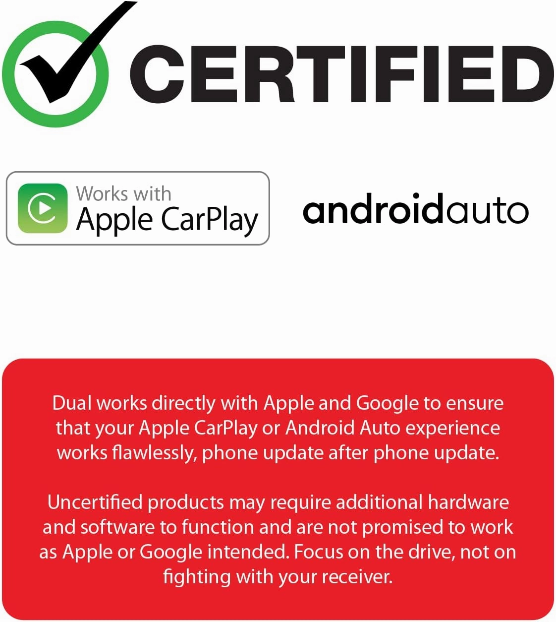 Dual Electronics DCPA71-BC 7-inch Certified Apple Carplay Android Auto | Double DIN Touchscreen Car Stereo Radio | Bluetooth Hands Free Calling & Music Streaming | Backup Camera Included
