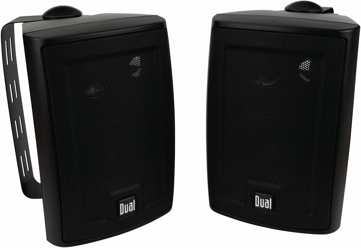 Dual Electronics LU43PB 4" 3-Way High Performance Outdoor Indoor Wired Speakers | Effortless Set Up | Home, Pool, Patio, Garage Use | Weather Resistant | Expansive Stereo Sound Coverage | Black bookshelf speakers,compact stereo speakers,hi-fi shelf sp