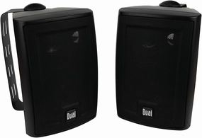 Dual Electronics LU43PB 4" 3-Way High Performance Outdoor Indoor Wired Speakers | Effortless Set Up | Home, Pool, Patio, Garage Use | Weather Resistant | Expansive Stereo Sound Coverage | Black bookshelf speakers,compact stereo speakers,hi-fi shelf sp