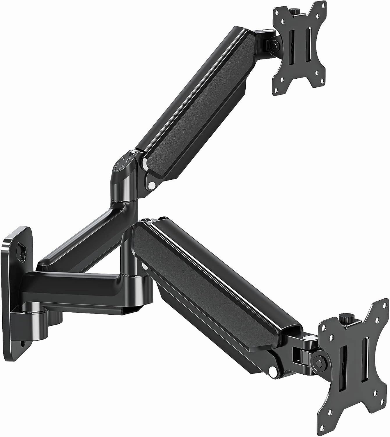 Dual Monitor Wall Mount for 13 to 32 Inch Computer Screens, Monitor Mounts for 2 Monitors Holds Up to 19.8lbs Each,Full Motion Gas Spring Monitor Arm with VESA 75x75/100x100 wall mount TV,bracket for speakers,TV mount system,