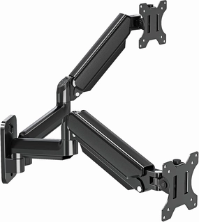 Dual Monitor Wall Mount for 13 to 32 Inch Computer Screens, Monitor Mounts for 2 Monitors Holds Up to 19.8lbs Each,Full Motion Gas Spring Monitor Arm with VESA 75x75/100x100 wall mount TV,bracket for speakers,TV mount system,