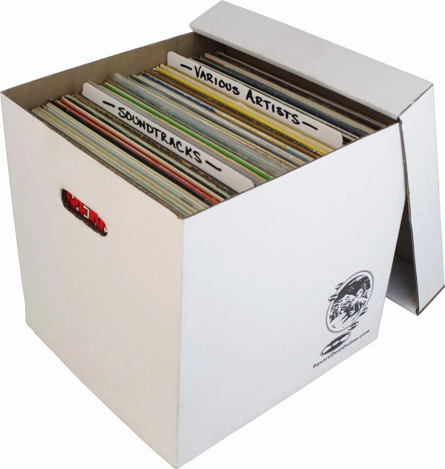 Durable Set of 5 12 inch Vinyl Record Storage Boxes - Heavy-Duty Cardboard Construction with Removable Lid - Holds Up to 90 Records Each - Built Tough for Long-Term, Secure Archival Storage - #12BC13