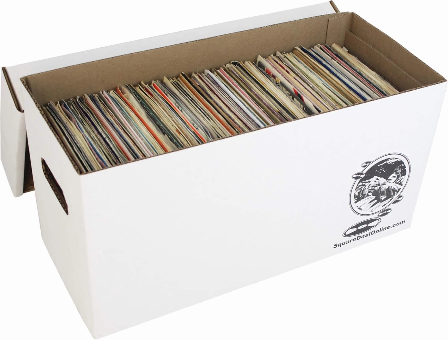 Durable Set of 5 - 7 inch Vinyl Record Storage Boxes - Sturdy Cardboard Construction with Removable Lid - Holds Up to 200 Records Each - Built Tough for Long-Term, Secure Archival Storage - #07BC09
