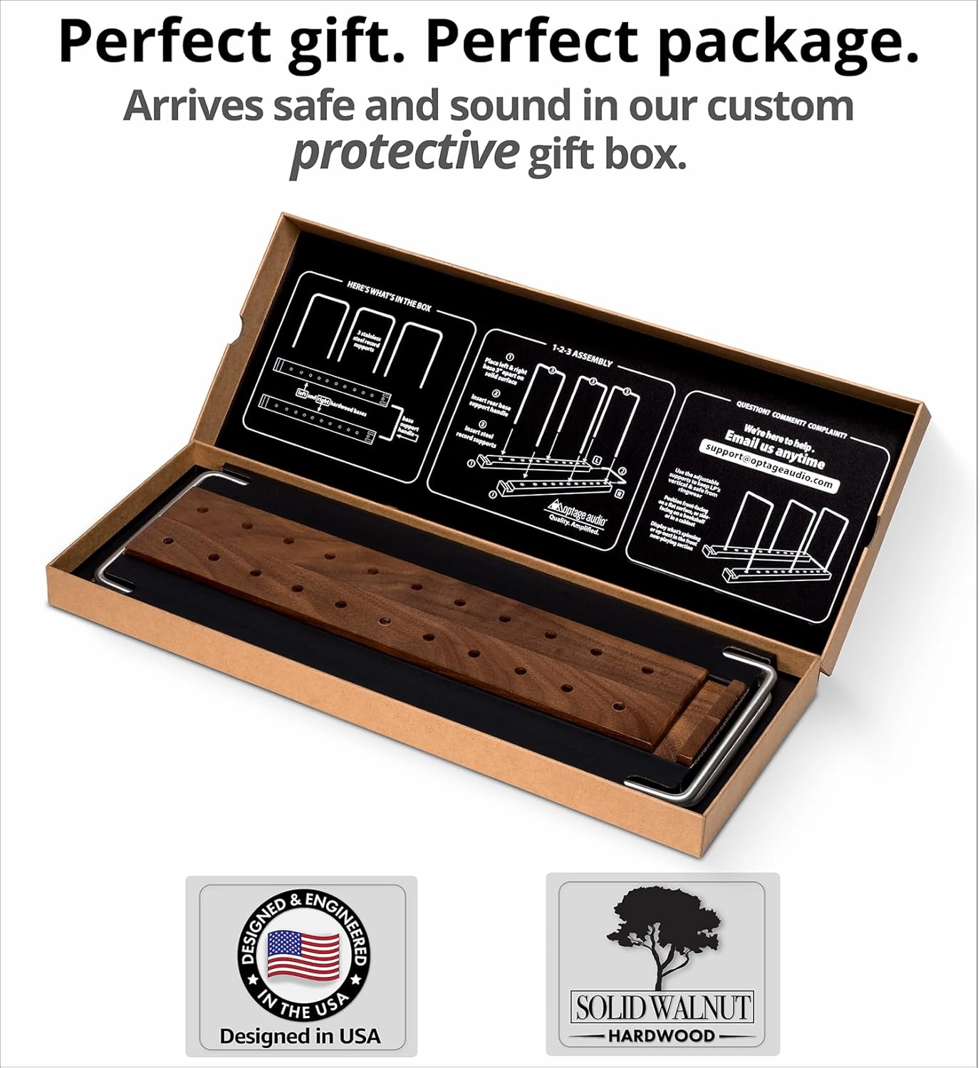 Durable Vinyl Record Storage Holder for 75 LPs, Solid Walnut Record Stand with Built-in Now Playing Display, Sleek Vinyl Record Holder & Display for Album