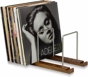 Durable Vinyl Record Storage Holder for 75 LPs, Solid Walnut Record Stand with Built-in Now Playing Display, Sleek Vinyl Record Holder & Display for Album vinyl accessories,turntable parts,record player tools,
