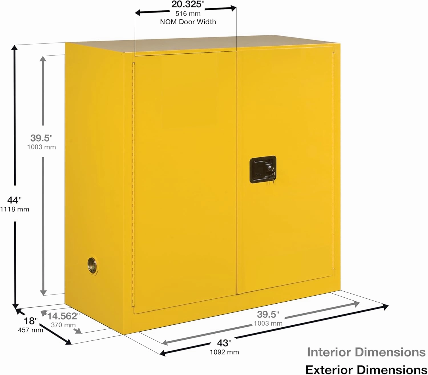 Eagle American Made 30 Gallon Flammable Liquid Storage Cabinet, Manual-Close Fireproof Cabinet for Schools, Garages, Manufacturing Facilities, 43" x 18" x 44", 1932X