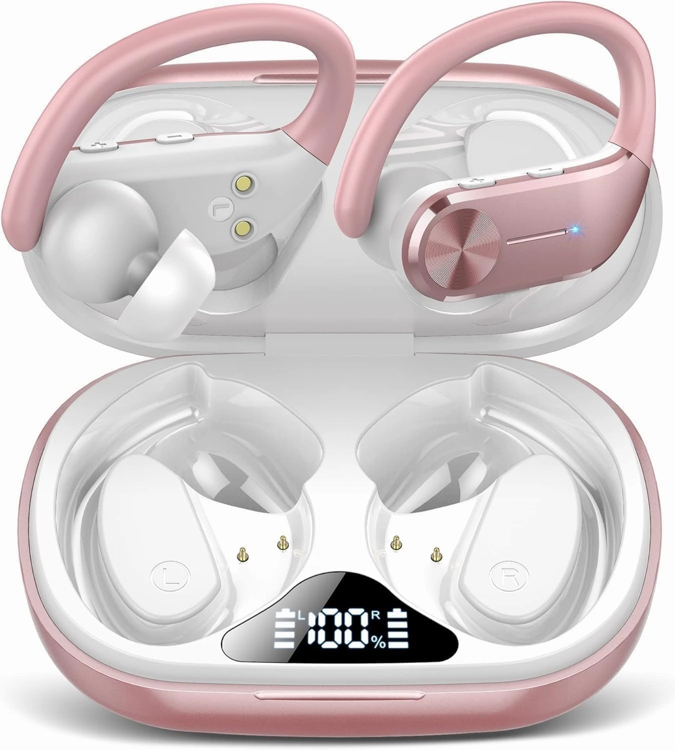 Ear Buds Wireless Bluetooth Earbuds 2025 New Bluetooth 5.3 Headphones with LED Display 68H Playtime Powerful Bass Over Ear Sport Earphones with Earhooks IP7 Waterproof for Gym/Running wireless earbuds,Bluetooth earphones,true wireless stereo,