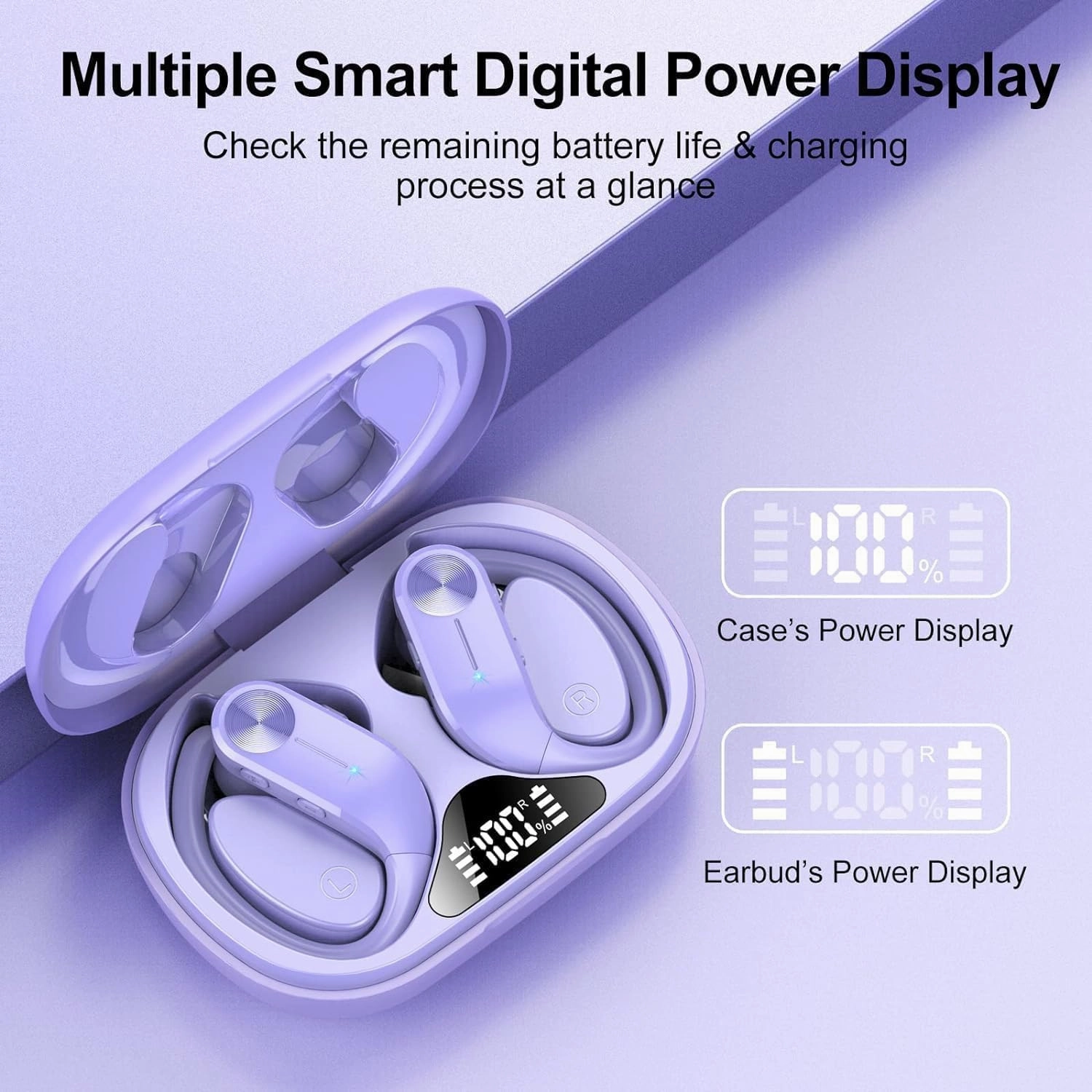 Ear buds Wireless Bluetooth Earbuds Sport 2024 NEW Bluetooth 5.3 Headphones 68H Playtime with LED Display Powerful Bass Over Ear Earphones with Earhooks IP8 Waterproof for Gym/Running/Workout