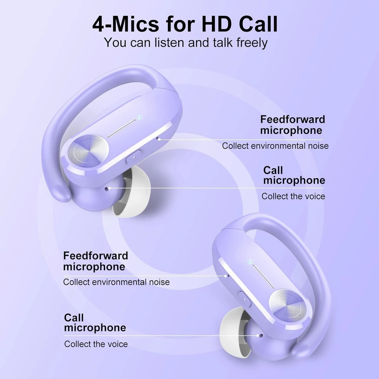 Ear buds Wireless Bluetooth Earbuds Sport 2024 NEW Bluetooth 5.3 Headphones 68H Playtime with LED Display Powerful Bass Over Ear Earphones with Earhooks IP8 Waterproof for Gym/Running/Workout
