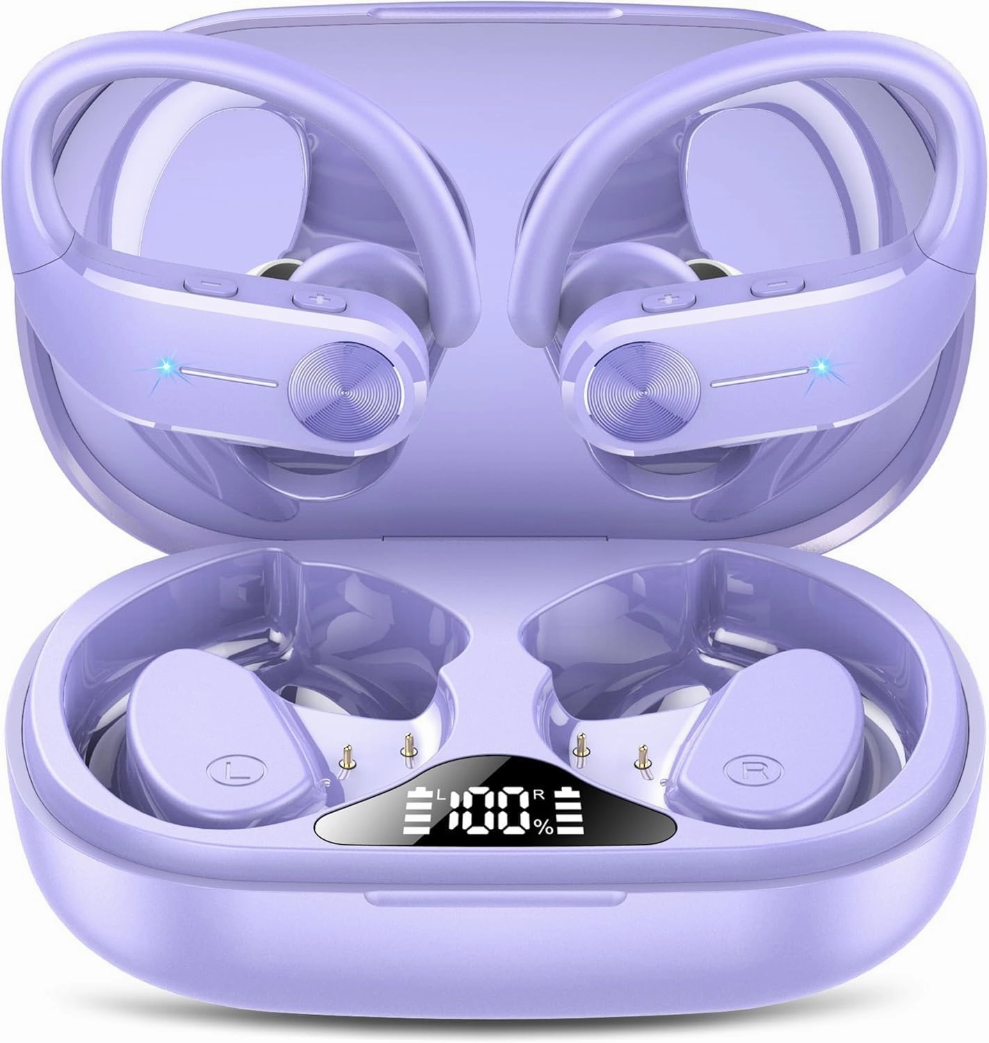 Ear buds Wireless Bluetooth Earbuds Sport 2024 NEW Bluetooth 5.3 Headphones 68H Playtime with LED Display Powerful Bass Over Ear Earphones with Earhooks IP8 Waterproof for Gym/Running/Workout wireless earbuds,Bluetooth earphones,true wireless stereo,