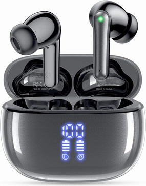 Ear Buds Wireless Earbuds - Bluetooth Headphones 40H Playtime LED Display Deep Bass Stereo in-Ear Earphones with IPX7 Waterproof for iPhone Android Phone Tablet Laptop, Stargrey wireless earbuds,Bluetooth earphones,true wireless stereo,