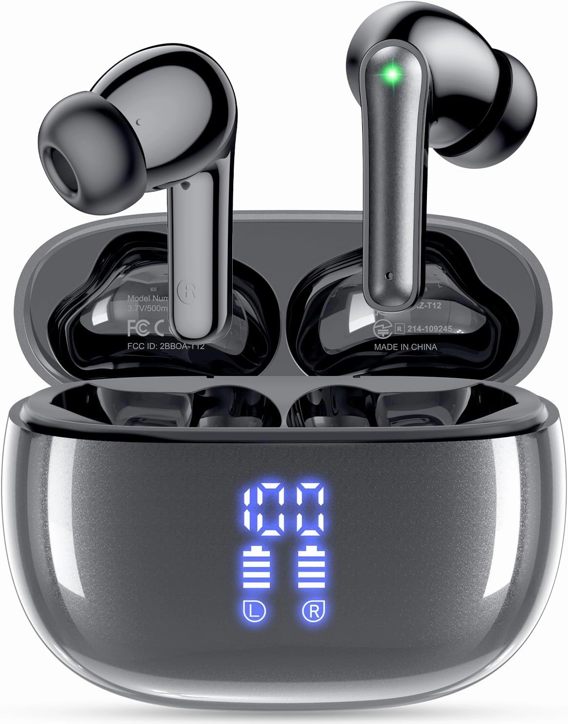 Ear Buds Wireless Earbuds - Bluetooth Headphones 40H Playtime LED Display Deep Bass Stereo in-Ear Earphones with IPX7 Waterproof for iPhone Android Phone Tablet Laptop, Stargrey wireless earbuds,Bluetooth earphones,true wireless stereo,