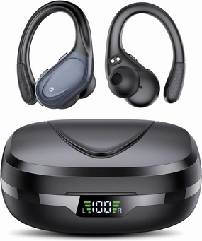 Ear buds Wireless Earbuds Bluetooth 5.3 Headphones 60hrs Playtime with Digital Display Sports Wireless Headphones with Earhook Deep Bass IPX7 Waterproof Over-Ear Earbuds for Android iOS Workout Black wireless earbuds,Bluetooth earphones,true wireless stere
