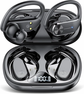 Ear Buds Wireless Earbuds Bluetooth 5.3 HiFi Stereo Running Headphones 68Hrs Playtime Over Ear Headphones with Earhooks for Sport, LED Digital Display IPX7 Waterproof USB C for Running/Work TWS earbuds,compact wireless buds,Bluetooth ear tips,