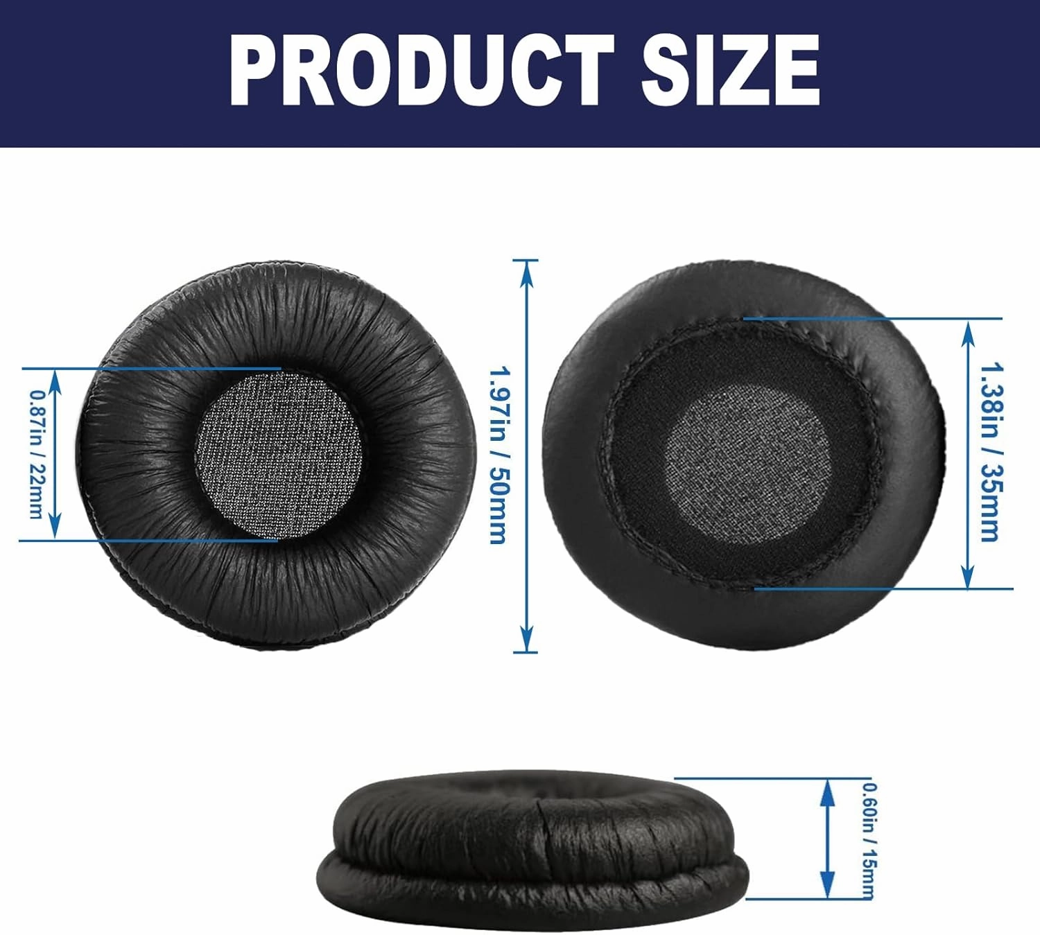 Ear Cushions for Plantronics Headset Replacement 50mm Ear Pads Compatible with Plantronics HW251N HW261N HW510 HW520 Blackwire C320 3210 3220 3320 Jabra Pro 920 9450 GN 2000 9125 Biz 2300 (4 Pack)