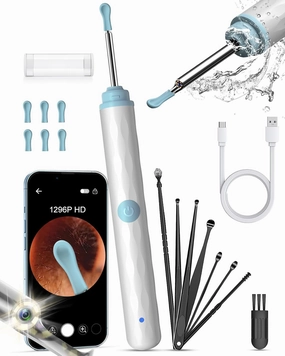 Ear Wax Removal Camera, Kekoy Ear Cleaner 1296P HD Camera, Ear Cleaning Kit with 8pcs Ear Set, Wireless WiFi Otoscope with 6 Lights, Rechargeable Earwax Removal Tool Kit for Adult & KidBright White) record cleaning kit,vinyl cleaner,stylus brush set,