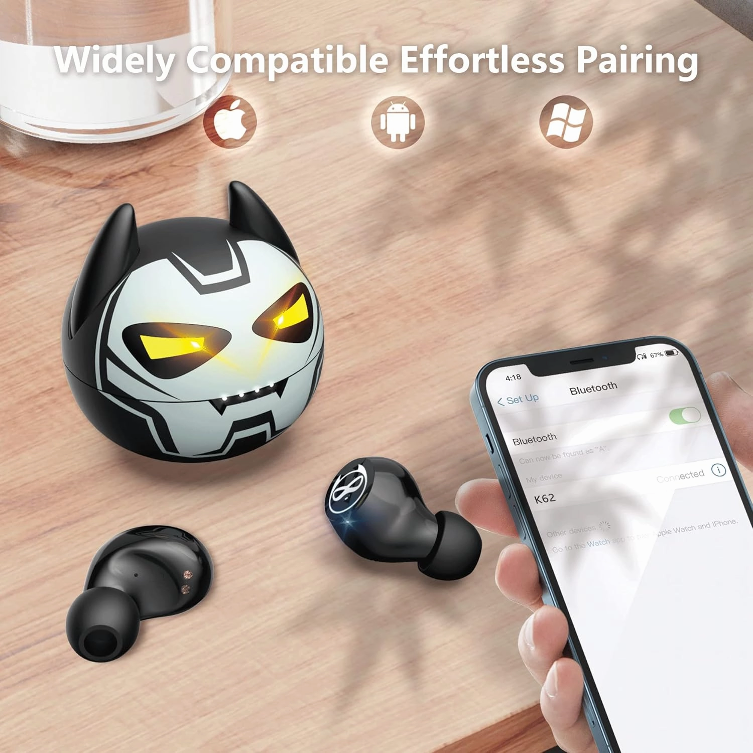 Earbuds for Kids, Penguins Headphones Bluetooth with Mic, 85dB Volume Limited, 36Hrs Playtime, Gilrs Boys Earbuds for Small Ears,Touch Control, Waterproof, earbuds Wireless for School/Tablet