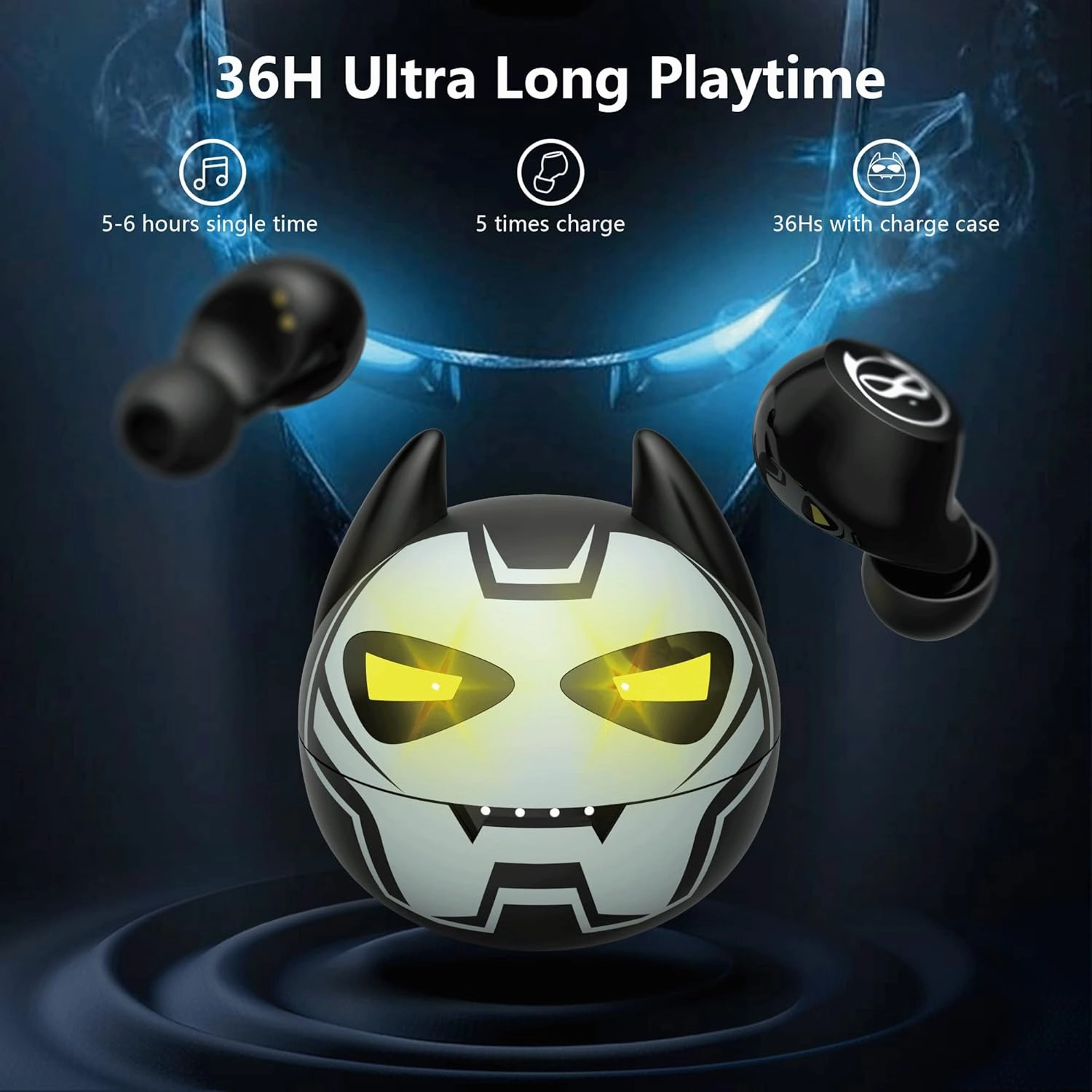 Earbuds for Kids, Penguins Headphones Bluetooth with Mic, 85dB Volume Limited, 36Hrs Playtime, Gilrs Boys Earbuds for Small Ears,Touch Control, Waterproof, earbuds Wireless for School/Tablet