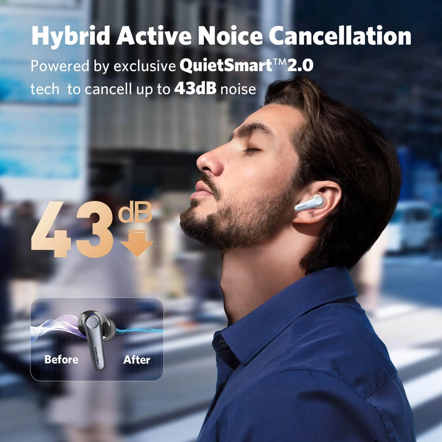 EarFun Air Pro 3 Noise Cancelling Wireless Earbuds, Qualcomm? aptX? Adaptive Sound, 6 Mics CVC 8.0 ENC, Bluetooth 5.3 Earbuds, Multipoint Connection, 45H Playtime, App Customize EQ, Oat White