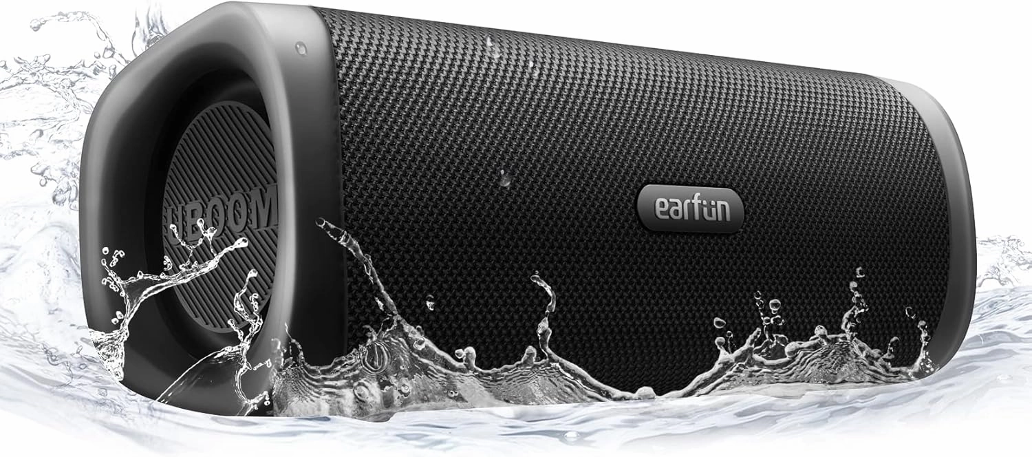 EarFun UBOOM L Bluetooth Speaker, Portable Speaker 28W Loud Stereo Sound, Rich Bass, IP67 Waterproof & Dustproof, Dual Pairing, Built-in Mic, Low Latency, Wireless Speakers for Party, Indoor & Outdoor floorstanding speakers,tower speakers,stereo fl