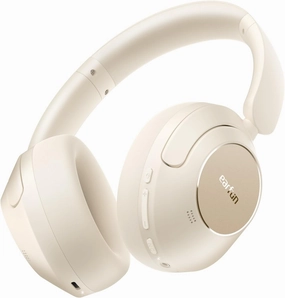EarFun Wave Pro Active Noise Canceling Headphones, Wireless Over Ear Bluetooth Headphones, LDAC Hi-Res Sound, 5 Mics AI Clear Call, 80H Playtime, Multipoint Connection, Comfort Fit, Oat White over-ear headphones,closed back headphones,wireless studio cans,
