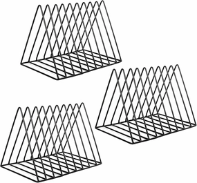 EASEPRES Vinyl Record Holder Storage, 9 Slot Metal Magazine Book Album Display Rack, Stylish Triangle Desktop File Sorter Organizer for Home Office, Black Pack of 3 vinyl accessories,turntable parts,record player tools,