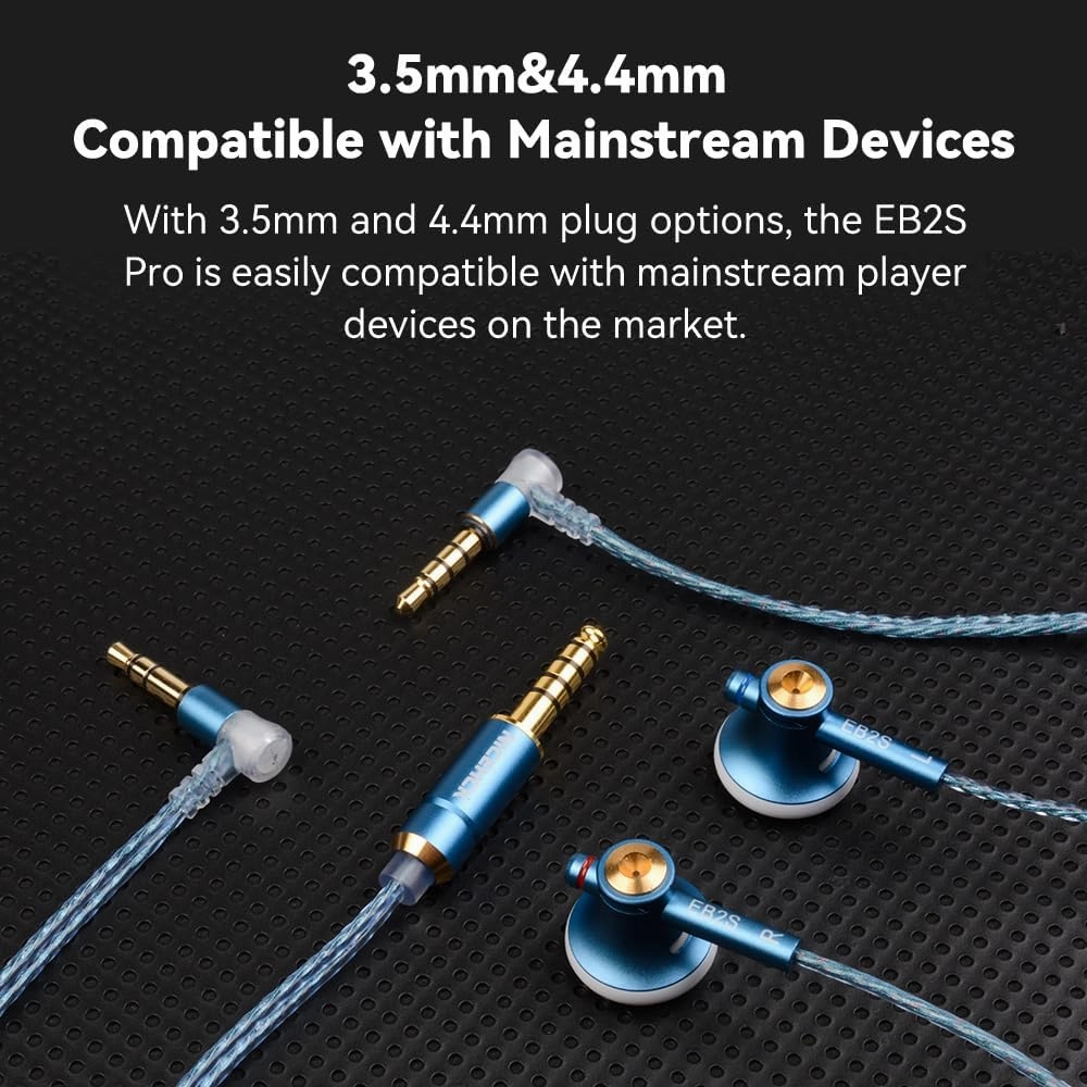 EB2S Pro 4.4mm Balanced Wired Earbuds, Audiophile HiFi in-Ear Headphones, Flat Head Earphone Without Microphone for Music Enthusiastic/Singer/F20,R4 DAP (4.4mm no Mic)